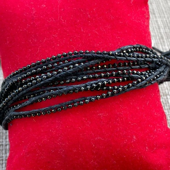 Treasure & Bond Women Bracelet Black Wrist Band Gold Tone Magnet Closure $35 - Picture 2 of 12